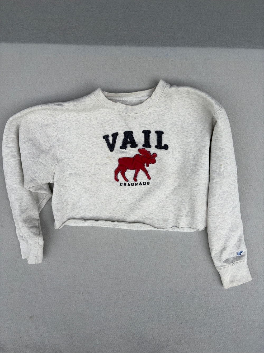 Blue 84 Light Gray Crewneck Sweatshirt with Red Moose